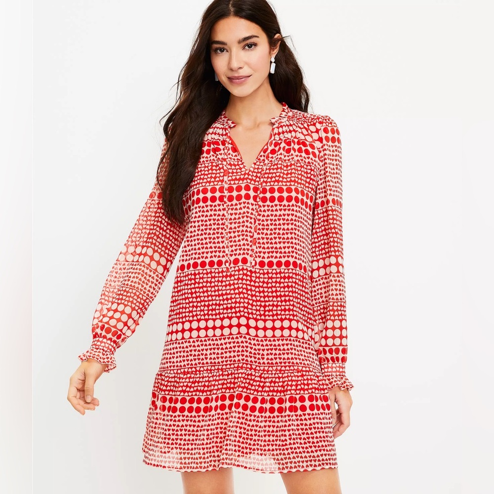 LOFT Women’s XS Red Long Sleeve Dress